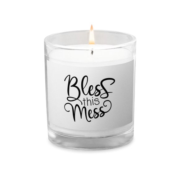 "Bless this Mess" Elegant Glass jar candle (Customizable) - Picture 2 of 2